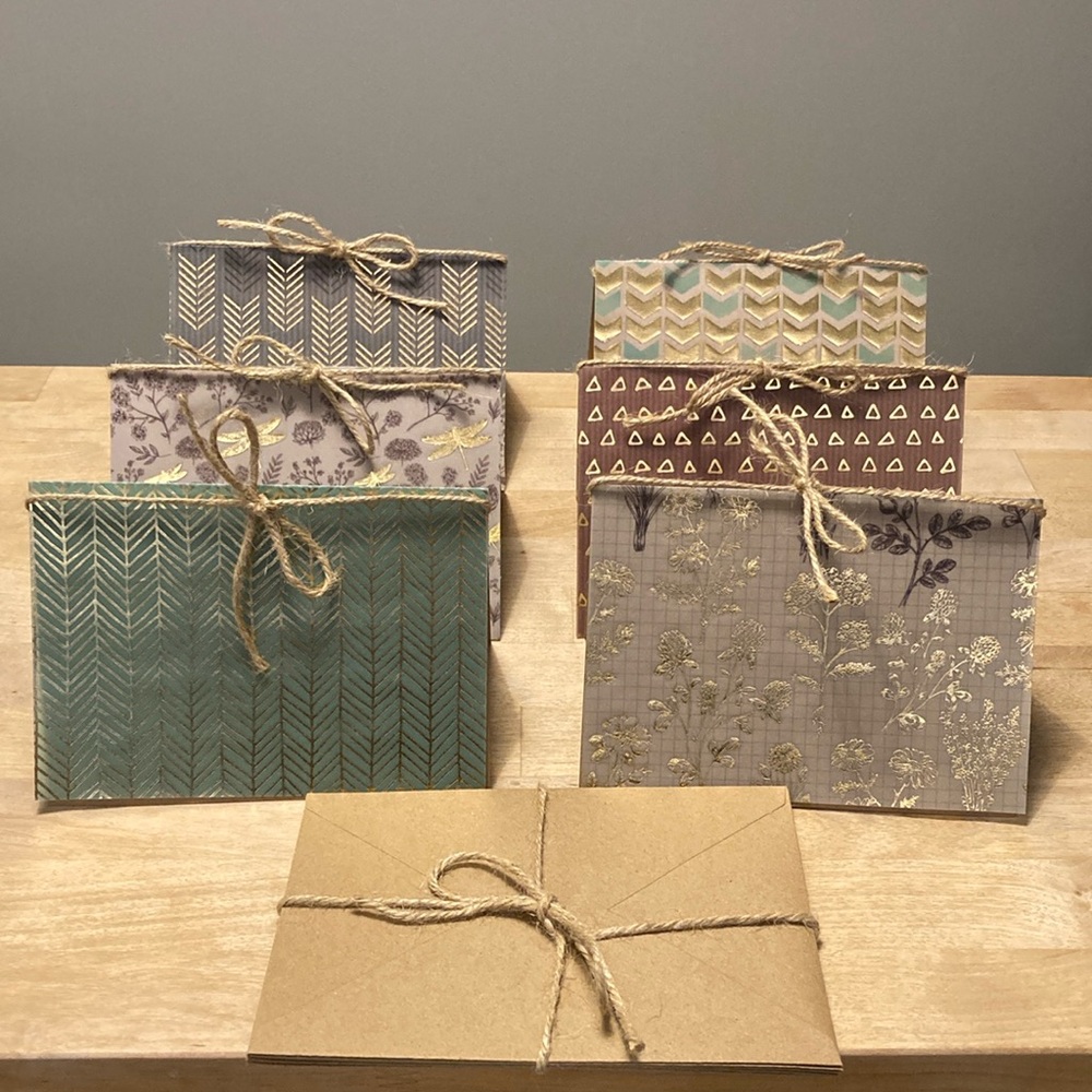Set of 6 Handmade Blank Cards with Envelopes.